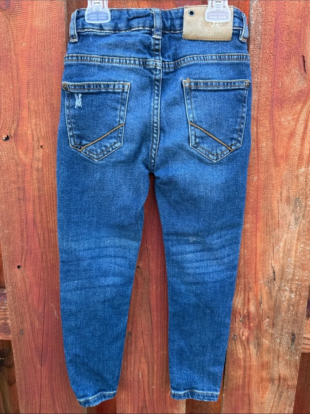 Zara Boys Distressed Patched Skinny Denim Jeans Blue Size 6